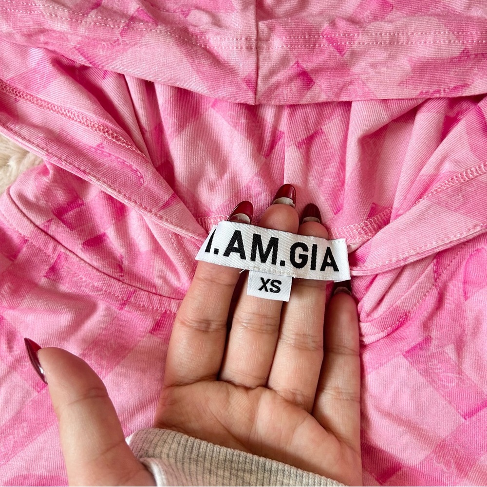 I.AM.GIA Blare Hoodie Pink- Wrapped up in Gia Bow Print Size XS - Picture 6 of 7